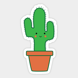 Cute Smiling Kawaii Cactus in Pot Sticker